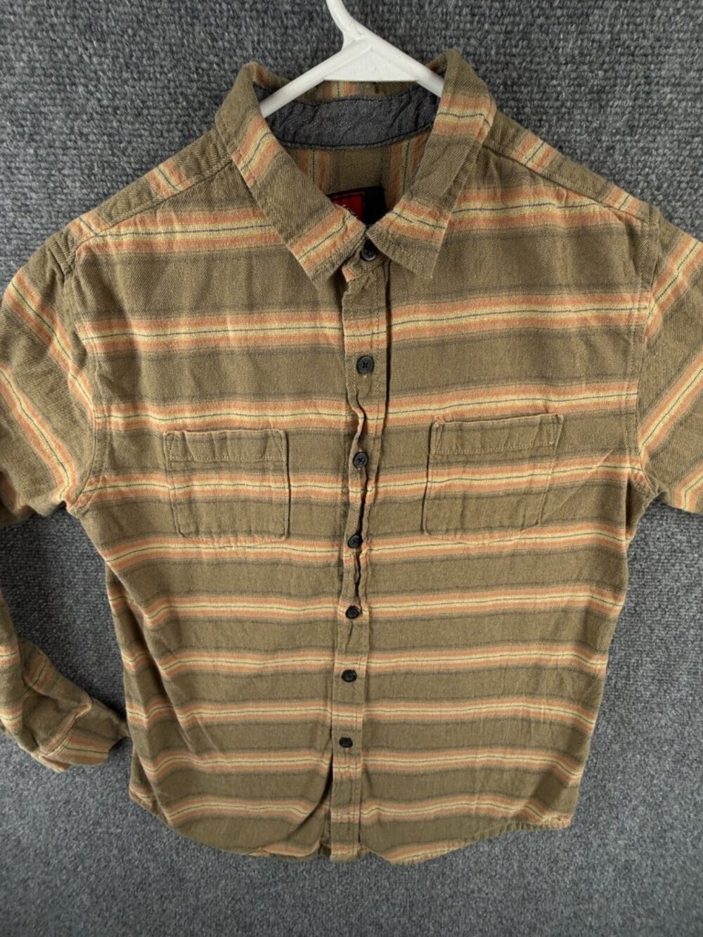 Quiksilver Quicksilver Button Up Flannel Shirt Long Sleeve Small Green Striped